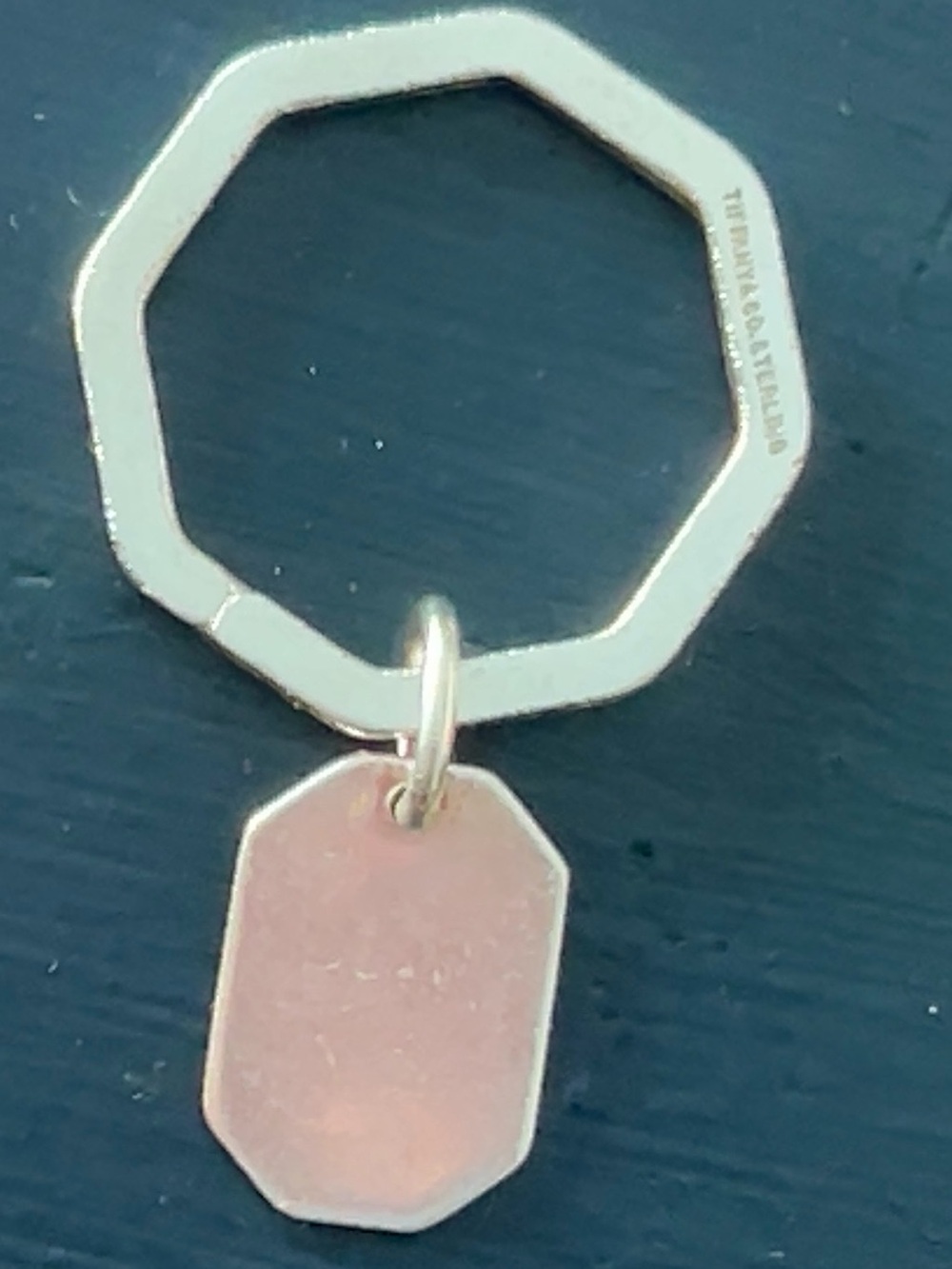 Tiffany & Co. Sterling Vintage Octagon Keyring with Dog Tag Charm - Silver